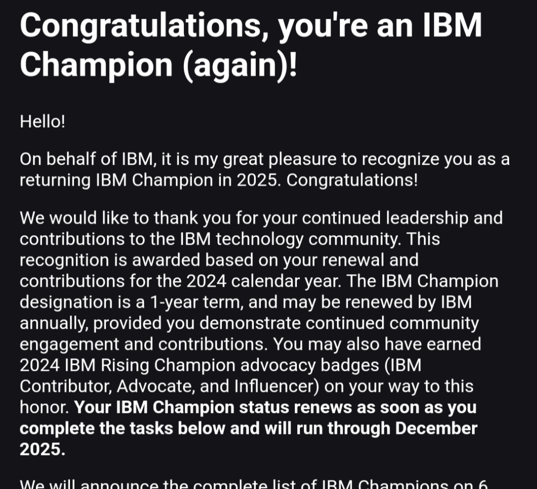 2025 年も IBM Champion に選出いただきました